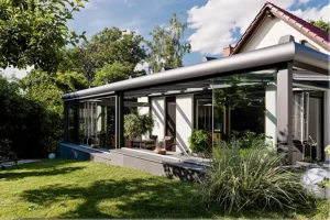 Aluminium Terrassendach mit Glasscheiben, Wintergartensysteme Schuster